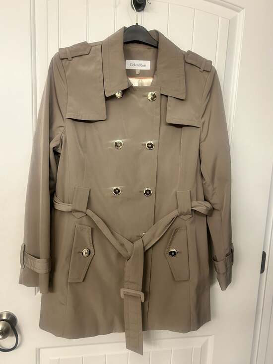 Calvin Klein Jackets & Blazers - Calvin Klein Double Breasted Belted Trench Coat with Gold Buttons Size L